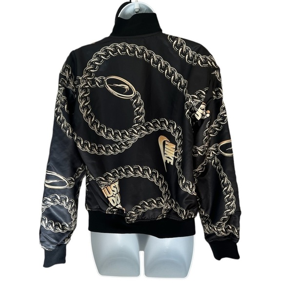 Nike Women’s satin black with gold chain bomber jacket size XS - Picture 7 of 14